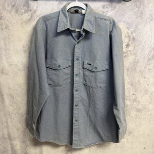 Vintage Duxbak Shirt Mens Large 22.5x31 Blue Flannel Long Sleeve Outdoor USA